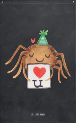 Produktbild von Mr. & Mrs. Panda Wandteppich Spinne Agathe Brief - Kreidetafel - Geschenk, Wandbild, Wandbehang, Liebesbeweis, Ich Liebe Dich, Verliebt, Hängedeko, Heiratsantrag, Boho