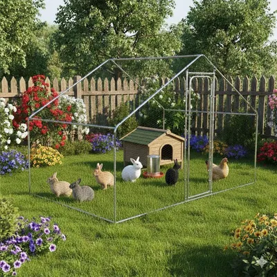 Produktbild von Freilaufgehege Freigehege Hühnerstall 3x6 m Gehege Hühnerkäfig Stall
