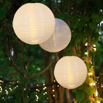Produktbild von LED Lampions außen 3er Set warmweiß mit Fernbedienung 1x Ø25cm 2x Ø20cm 150957