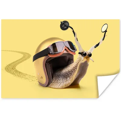 Produktbild von MuchoWow® Poster Schnecke - Tiere - Helm - Gelb - Spiegel 120x80 cm - Bilder