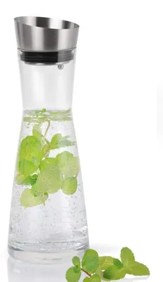 Wasserkaraffe aus Glas, 900 ml, Edelstahldeckel, klar
