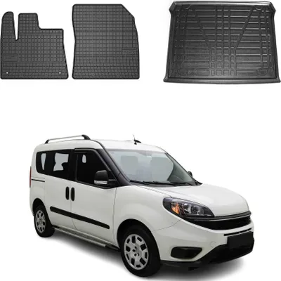 Immagine prodotto di Set tappetini e fodera bagagliaio per Fiat Doblo 2010-2024 in gomma TPE nero 3x