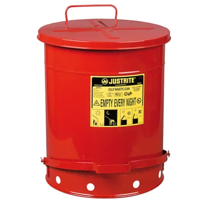 Image de Poubelle pour déchets inflammables et chiffons de nettoyage huileux - homologuée FM / UL, capacité 53L
