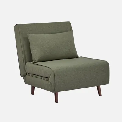 Produktbild von sweeek - Sessel mit Holzgestell und Schlaffunktion für 1 Person - Khaki