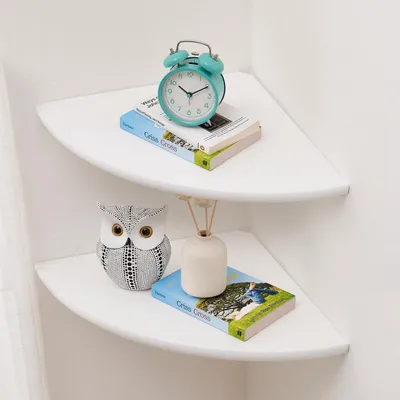 Image de Étagère murale en bois massif chêne blanc, lot de 2, 25 cm