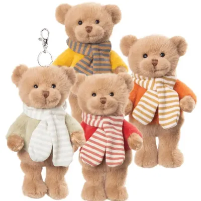 Produktbild von Bukowski Schlüsselanhänger Teddybär mit Schal braun/rot 15 cm