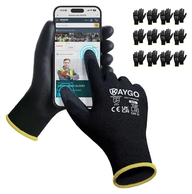 Produktbild von KAYGO 12 Paar Arbeitshandschuhe Touchscreen Polyurethanbeschichtet, KG11PBE