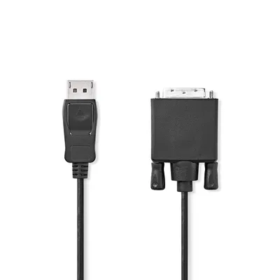 Image de Nedis Câble DisplayPort | DisplayPort mâle | DVI-D 24+1 broches mâle | 1080p | Nickelé | 3.00 m | rond | PVC | Noir | Sac plastique NE550669945