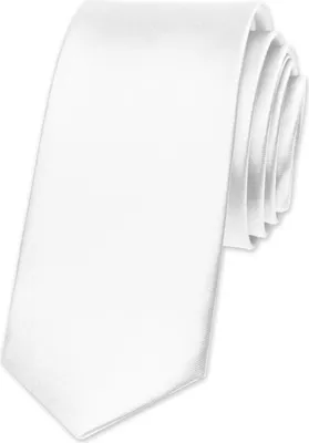 Produktbild von Krawatte Herren Hochzeit Konfirmation Slim Tie Retro Business Schlips schmal Autiga® weiß