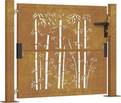 Obrázek produktu pro Zahradní branka 100 x 75 cm corten ocel bambusový design