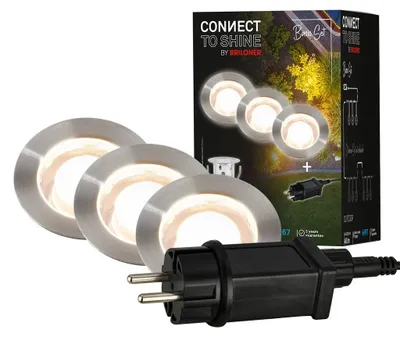 Image de CONNECT TO SHINE Kit de d marrage Kebony avec 3 spots LED encastrables au sol, IP67