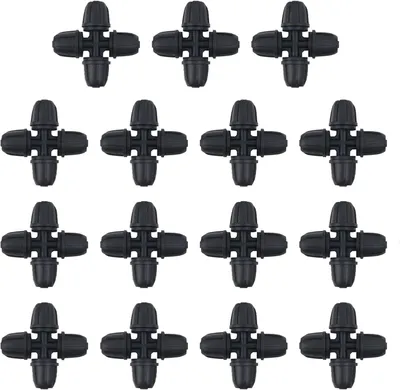 Zdjęcie produktu dla Złączki do nawadniania kropelkowego, 4-drożne, 15 sztuk, o średnicy 4/7 mm, do węży ogrodowych