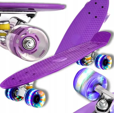 Produktbild von Mini Cruiser Skateboard 56 cm mit LED-Rollen – Kinder Skateboard mit leuchtenden Rädern – RGB – Penny Board