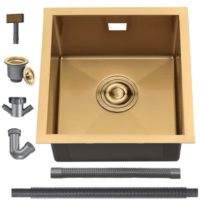 Spülbecken Edelstahl 45x45 cm gold Unterbau Einzelbecken