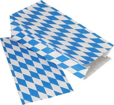 Produktbild von Hähnchenbeutel, Papier mit Alu-Einlage 28 cm x 13 cm x 8 cm "Bayrisch blau" 1/1