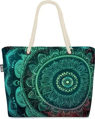Produktbild von VOID Mandala Mysthisch Tattoo Yoga Strandtasche Shopper 58x38x16cm 23L XXL Einkaufstasche Tasche Reisetasche Beach Bag