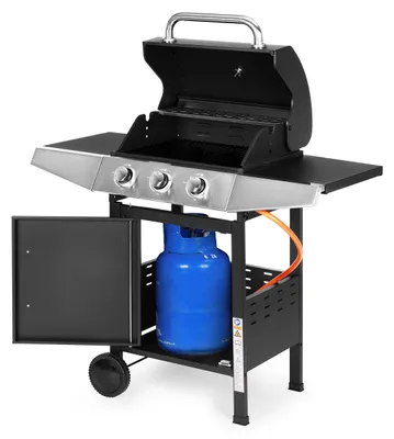 Image de Barbecue à gaz pour jardin, 10,2 kW, grande grille, 3 brûleurs, thermomètre, réducteur de pression, marque MultiGarden