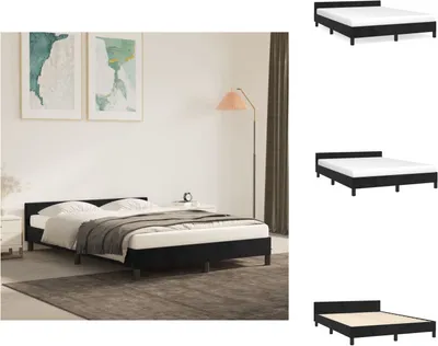 Produktbild von vidaXL Bettgestell mit Kopfteil Schwarz 140x190 cm Samt -  Betten & Bettgestelle