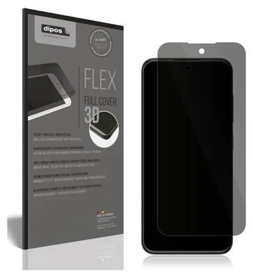 A product package for a screen protector is shown next to the screen protector itself, which is placed on a smartphone.