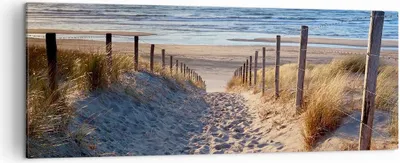 Produktbild von Bild auf Leinwand - Leinwandbild - Meer Strand Düne - 140x50cm - Wand Bild - Wanddeko - Wandbilder - Leinwanddruck - Bilder - Kunstdruck - Wanddekoration - Leinwand bilder - Wandkunst - AB140x50-3612