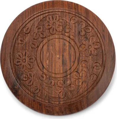 Produktbild von Kerzenhalter Sheeshamholz Ø12cm Untersetzer mit Muster Holz Tassenuntersetzer