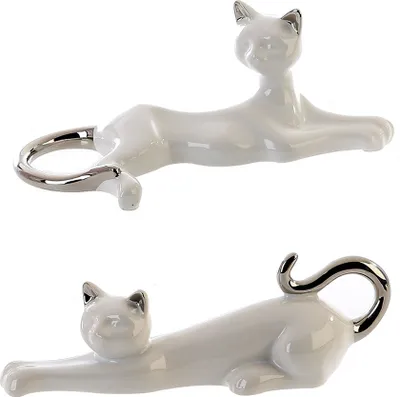 Produktbild von GILDE Figur, Katze, "Milly", Keramik, weiß, , B. 20,5 cm, H. 8 cm 15845