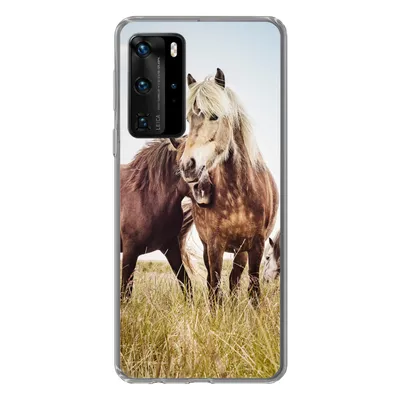 Produktbild von MuchoWow® Handyhülle Schutzhülle Hülle für Huawei P40 Pro Pferde - Gras - Frühling Silikon Softcase Handy Hülle - Schutz