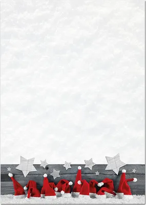 Produktbild von 25 Blatt Weihnachtsbriefpapier weihnachtliches Briefpapier Papier ROT WEISS MÜTZE STERNE 100g Weihnachtspapier Schreibpapier Motiv-Papier DIN A4 Brief-Bogen Design-Papier
