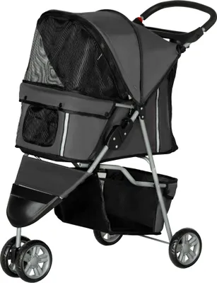 Produktbild von Hundewagen Hundebuggy klappbar für Hunde & Katzen bis 10 kg 75 x 45 x 97 cm Dunkelgrau