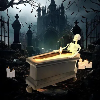 Produktbild von Halloween Dekoration Skelett Kerzen für Tische