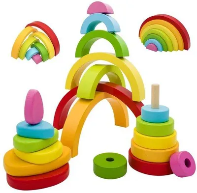Productafbeelding van Montessori 3-in-1 Stapeltoren en Bouwblokjes