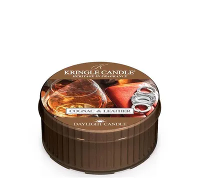 Productafbeelding van Kringle Candle geurkaars, Daylight Maxi-theelicht, geur: Cognac & Leer