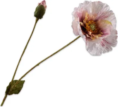 Produktbild von Silk-ka Kunstblume - Seidenblumen-Mohnzweig, lila-weiß, 74 cm, 2 Stück