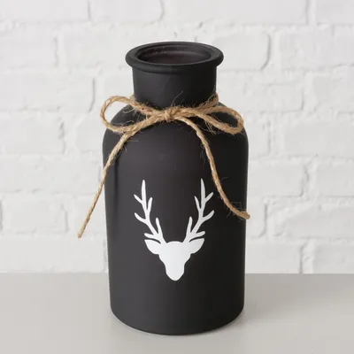Produktbild von Vase Vilbert schwarz mit Hirschkopf