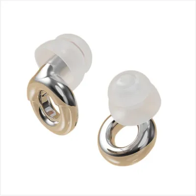 Immagine prodotto di INF Set di tappi per le orecchie in silicone galvanizzato per la riduzione del rumore: impermeabili, ideali per nuoto, sonno, studio e viaggi. D'argento