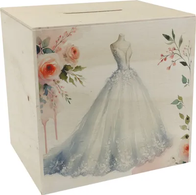 Produktbild von Brautkleid Spardose aus Holz