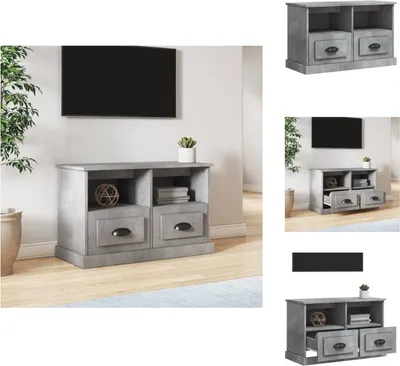 Image de vidaXL Armoire TV gris béton 80x35x50 cm Bois composite - Meuble TV