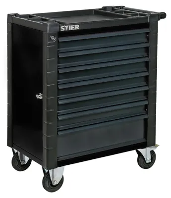 Produktbild von STIER Werkstattwagen, mit Schutzvorrichtung und praktischer Seitentür, 950x740x500 mm in Schwarz
