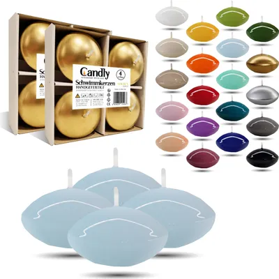 Obrázok produktu pre CANDLY HANDMADE© 4x veľké plávajúce sviečky Premium Ø 70 mm | Valentín, Veľká noc, Vianoce, dekorácie, sviečky, sviečky pre dámy (Svetlomodrá)