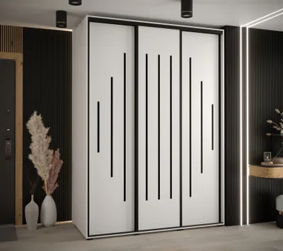 Produktbild von Kleiderschrank YVONA 12 - 170/60 cm, weiß/schwarz