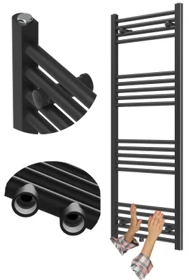 Zdjęcie produktu dla Granitan - Grzejnik łazienkowy - Grzejnik drabinkowy 130x50 cm - Kaloryfer czarny - 518 W - RAVEN