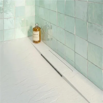 Image de Receveur de douche ONA aspect pierre extra-plat blanc