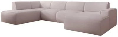 Image de Selsey Bouvi – Canapé d'angle avec dossier latéral sur le pouf gauche, beige, bouclé