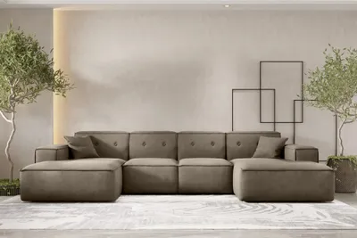 Produktbild von Wohnlandschaft Sofa U-Form CESINA in Stoff Opera Velvet Taupe