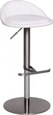 Produktbild von Barhocker WL1.282 Weiß Edelstahl höhenverstellbare Sitzhöhe 54-79 cm, Design Barstuhl mit Rückenlehne, Bistrohocker Barsitz Gepolstert, Thekenhocker 360° Drehbar, Tresenstuhl Modern