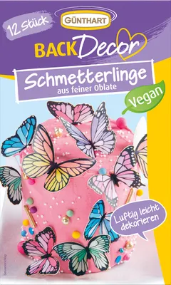 Produktbild von BackDecor 12 bunte Schmetterlinge aus Oblaten