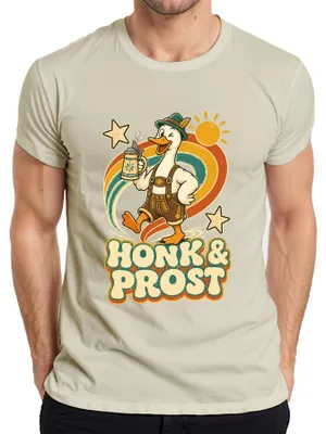 Productafbeelding van Honk & Prost: Lederhosen, Bayern, bier, , Dirndl, Wiesn, heren T-shirt, naturel, 3XL