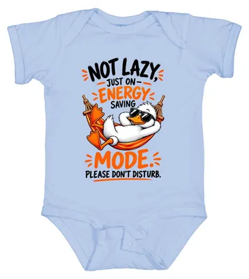 Productafbeelding van Energiebesparingsmodus, hangmat, lui, grappig, tekst, zonnebril, babyromper, lichtblauw, maat 0/3