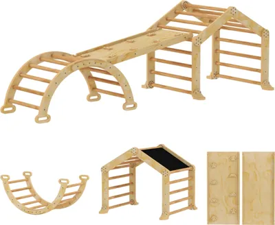 Image de 9 en 1 Portique d'escalade intérieur, rampe, toboggan, échelle, écritoire, pour jeunes enfants, bois