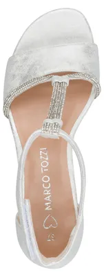 Produktbild von MARCO TOZZI Damen Sandale T-Riemen Blockabsatz Vegan 2-28204-46, Größe:38 EU, Farbe:Silber